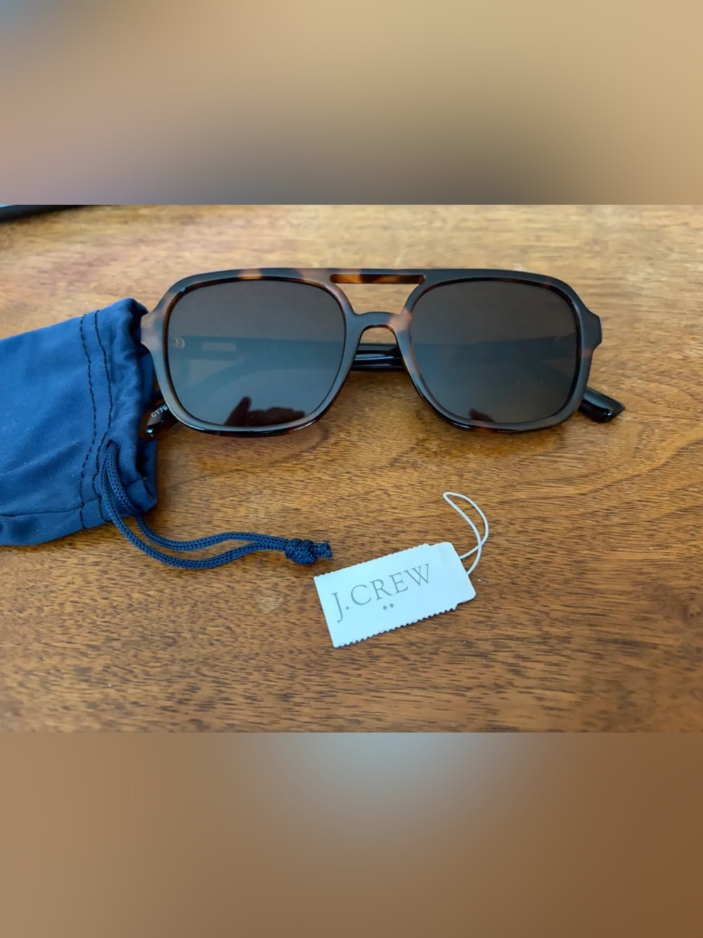 J. Crew Tortoiseshell Aviator Sunglasses - Dark Brown Lenses